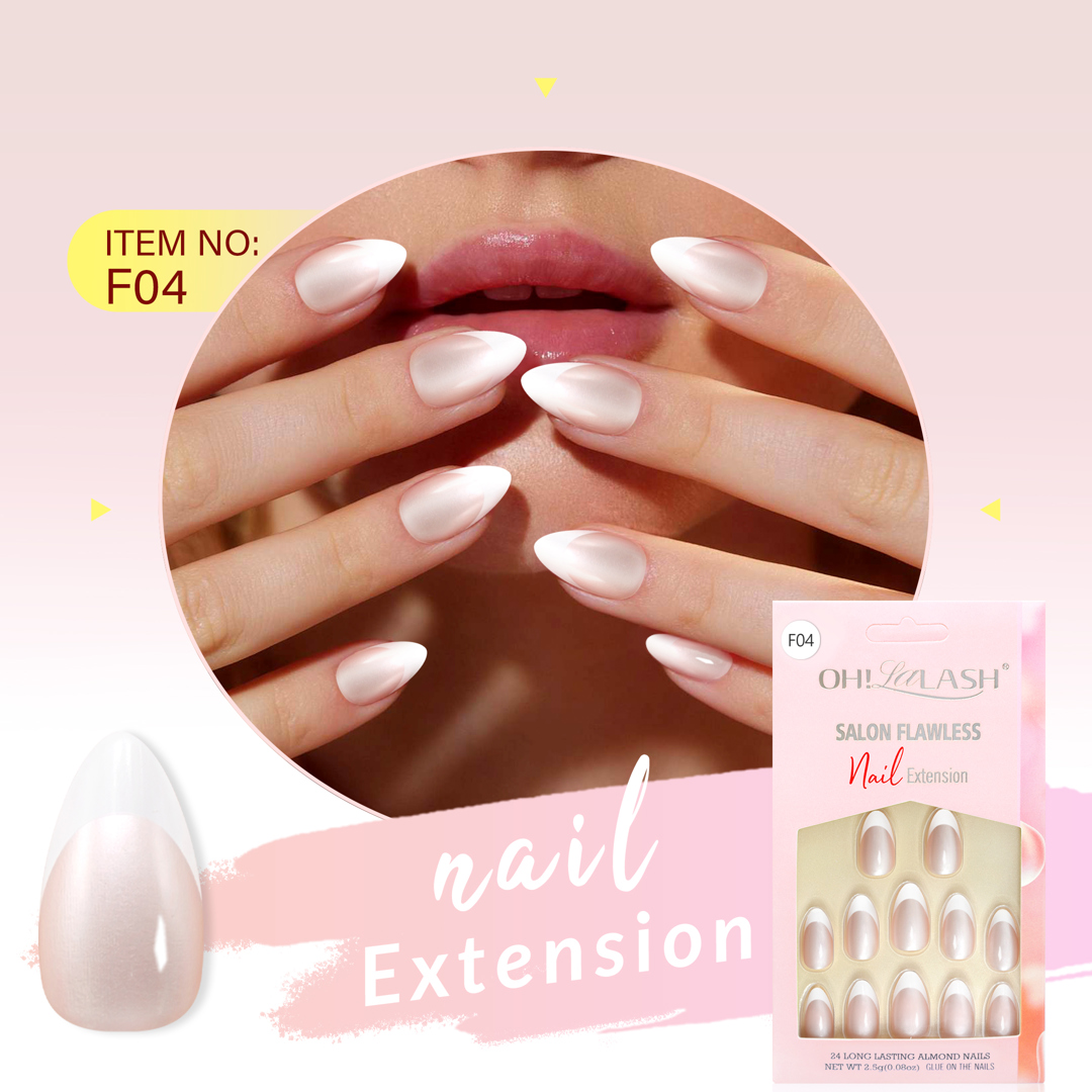 F04 - Wholesale acrylic nail accessories trendy 24pcs full cover False nail tips for women