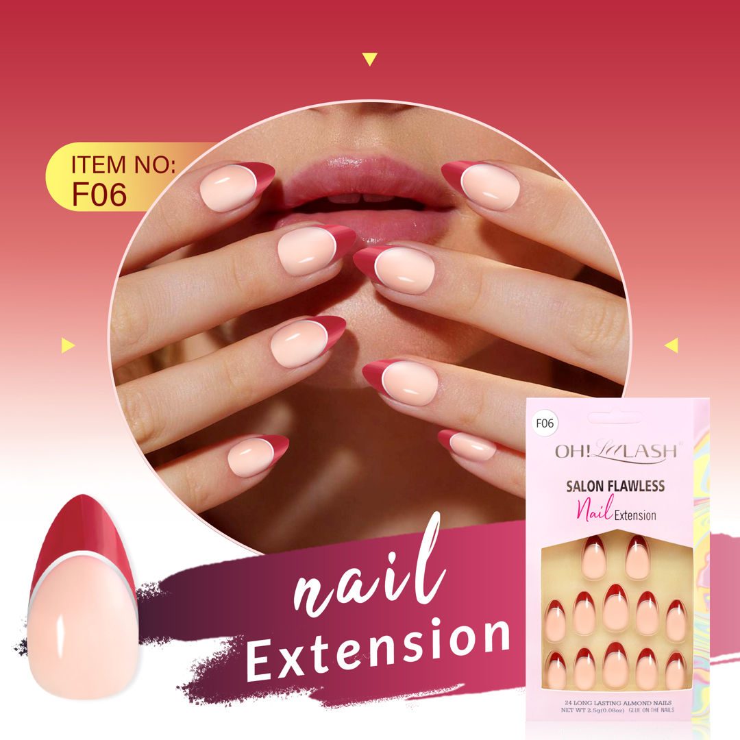 F06 - 24 pieces nail set in light pink ombre fashionable colors